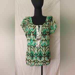 An INC International Concepts Sheer With Sequin Blouse